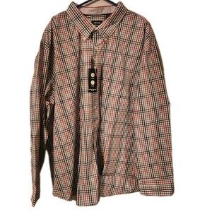 IZOD Long Sleeved Button Down Men's Shirt Blue, Red & White Checked Size 4XL